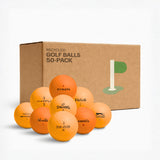 Florida Mix orange golfbollar 50-pack i kraftkartong – kvalitetskontrollerade återvunna golfbollar från Plikt Golf