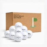 Florida Mix vita golfbollar 50-pack i kraftkartong – kvalitetskontrollerade återvunna golfbollar från Plikt Golf