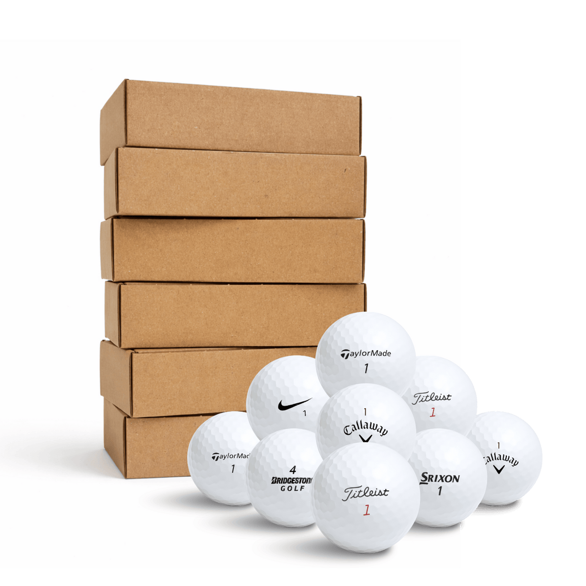 Premium Brand Mix – Titleist, Callaway, TaylorMade, Srixon, Nike & Bridgestone 6×12-Pack