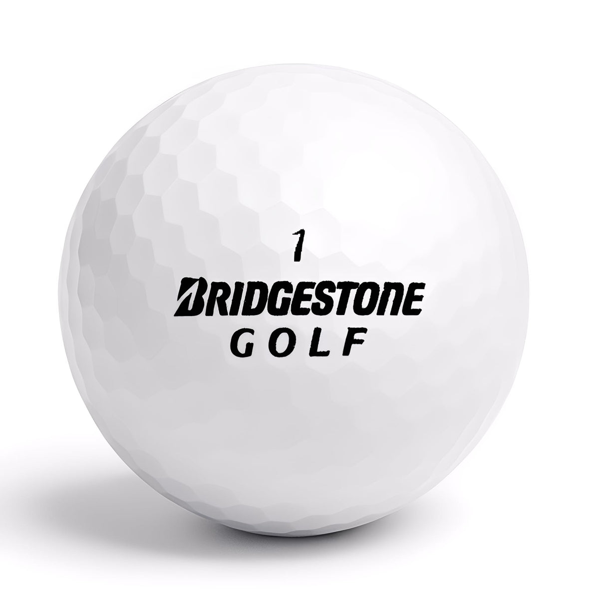 Närbild på Bridgestone Treosoft golfboll med logga