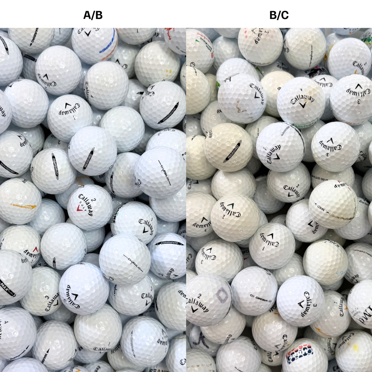 Callaway Mix golfbollar – jämförelse mellan A/B-klass och B/C-klass