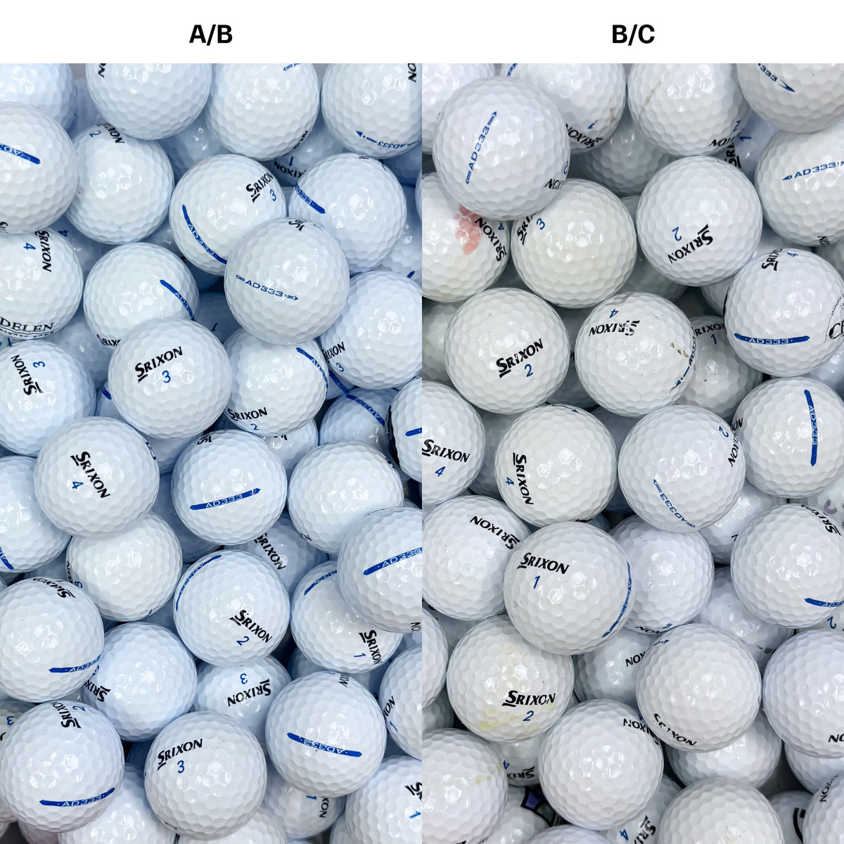 Srixon AD333 golfbollar – jämförelse mellan A/B-klass och B/C-klass