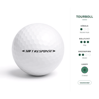 TaylorMade Soft Response – egenskaper: tourboll, mycket mjuk känsla, hög bollflykt, medel greenspinn, 3-delad, ionomerskal