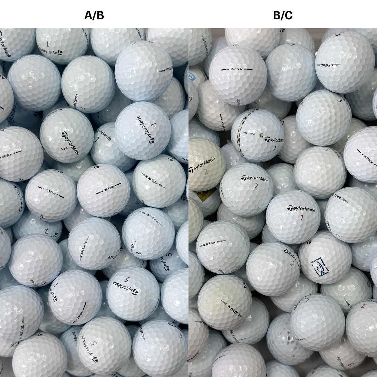 TaylorMade TP5x golfbollar – jämförelse mellan A/B-klass och B/C-klass