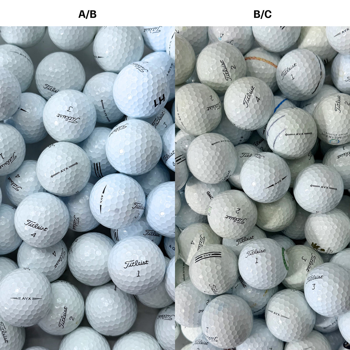 Titleist AVX golfbollar – jämförelse mellan A/B-klass och B/C-klass
