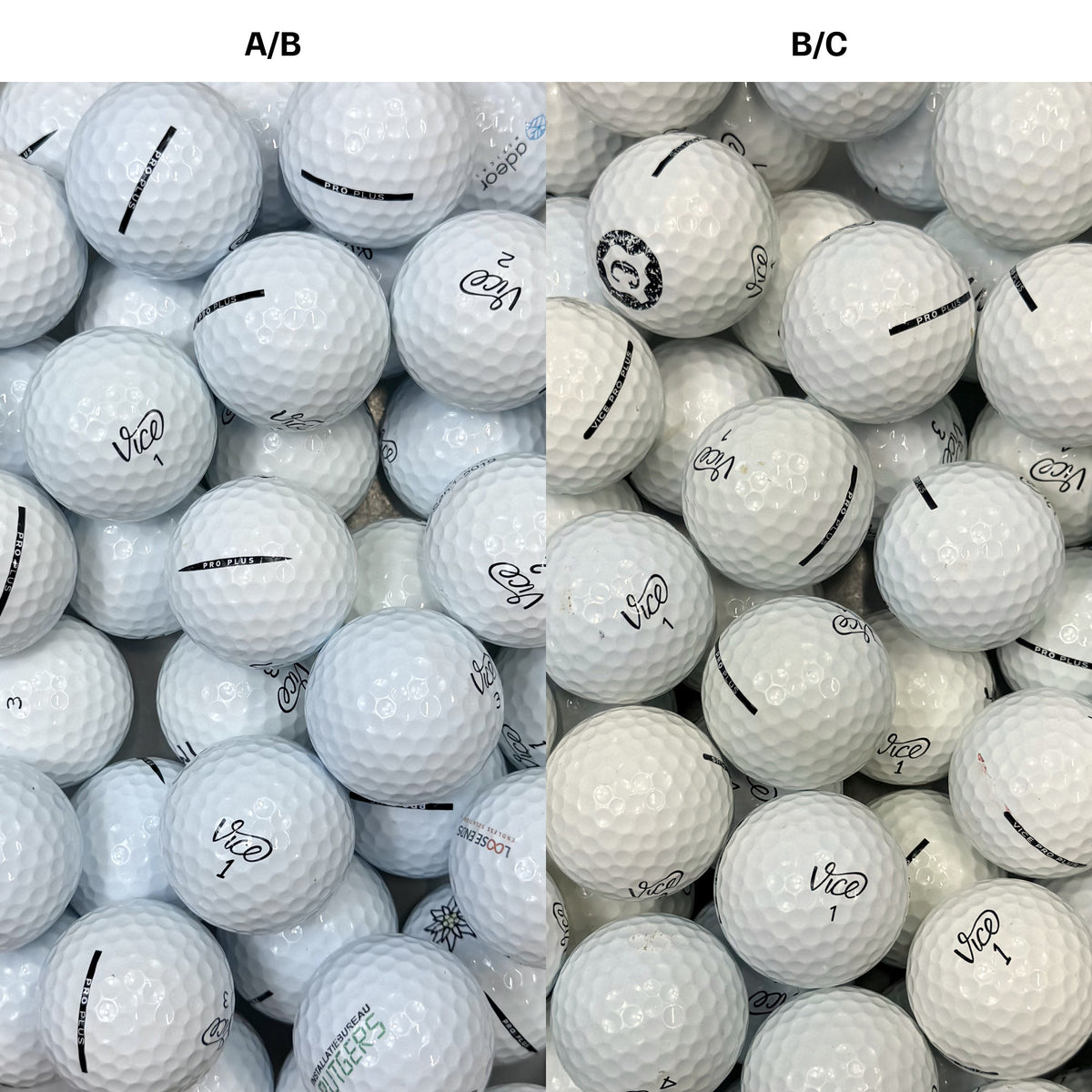 Vice Pro Plus golfbollar – jämförelse mellan A/B-klass och B/C-klass