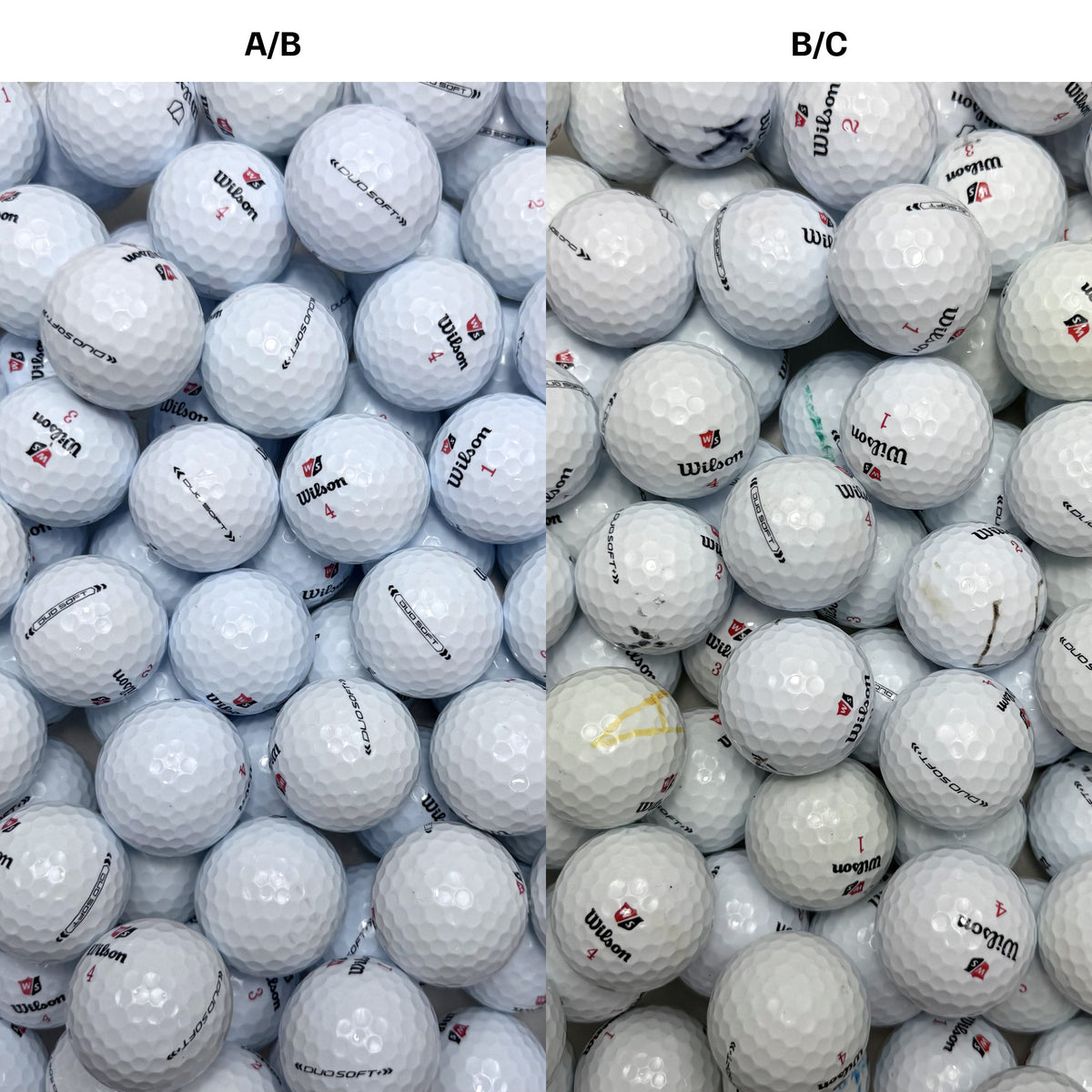 Wilson Duo Soft golfbollar – jämförelse mellan A/B-klass och B/C-klass