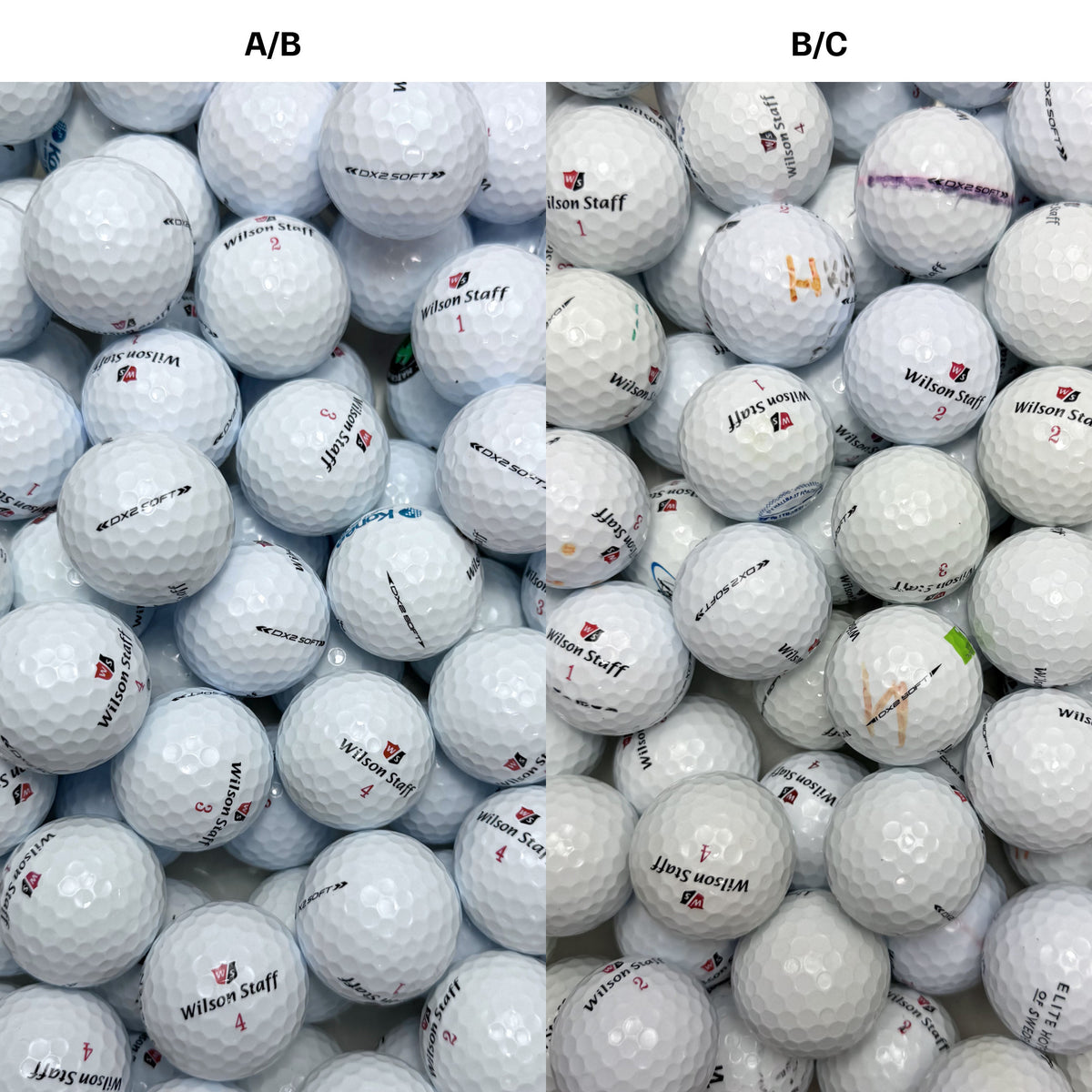 Wilson Staff DX2 Soft golfbollar – jämförelse mellan A/B-klass och B/C-klass